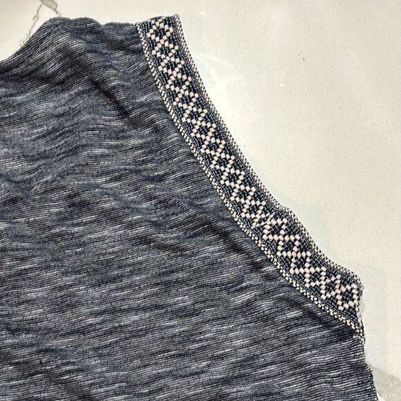Anthropologie W5 | Women’s Boho Beaded Sleeveless Navy Tank Top Shirt - Picture 12 of 16